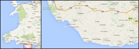 Wybrzeże Glamorgan na mapie Walii